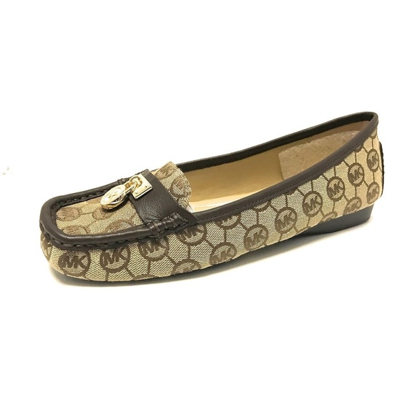 Michael Kors Brown Moccasin  canvas and leather Flats  women size 6M - Picture 3 of 9